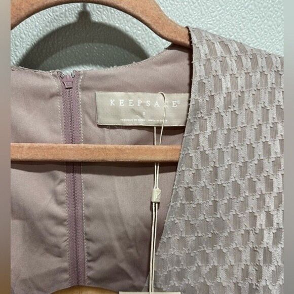 Keepsake Insight Pink Short Sleeves Textured Wrap Ruffle Mini Dress Size S - Picture 2 of 10